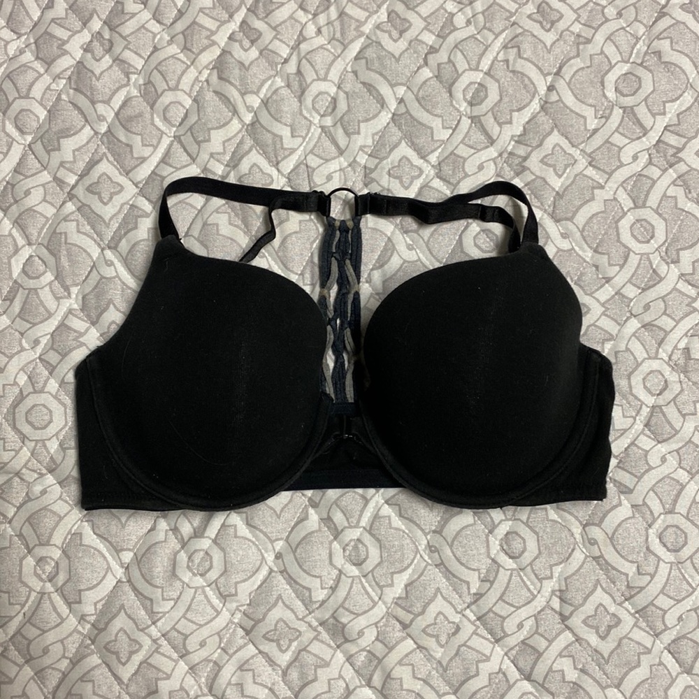 Victoria Secret - Black, Front Closure, Racerback Bra - 36D